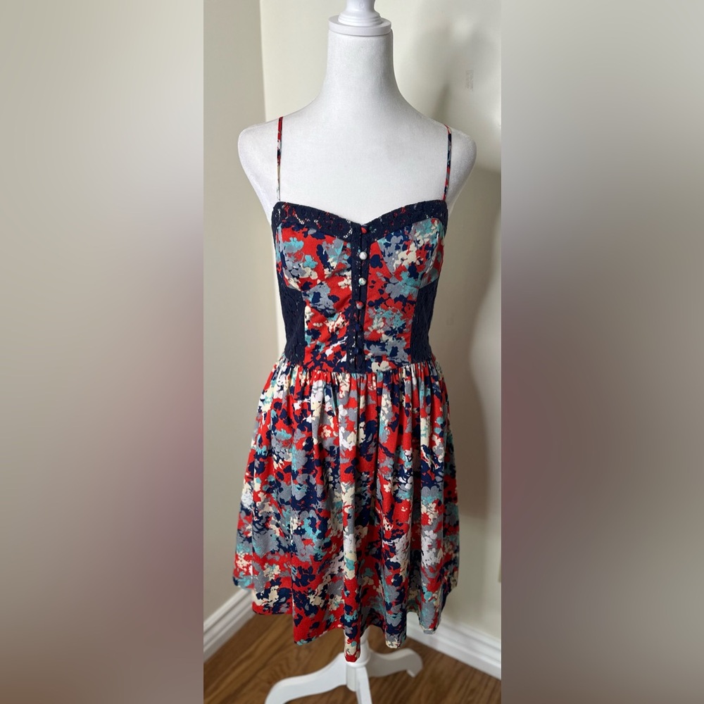 BETSEY JOHNSON Sun Dress Corset Top Spaghetti Strap Size 8